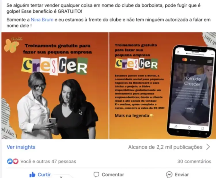 Two women with a phone, illustrating free training for small businesses to grow.