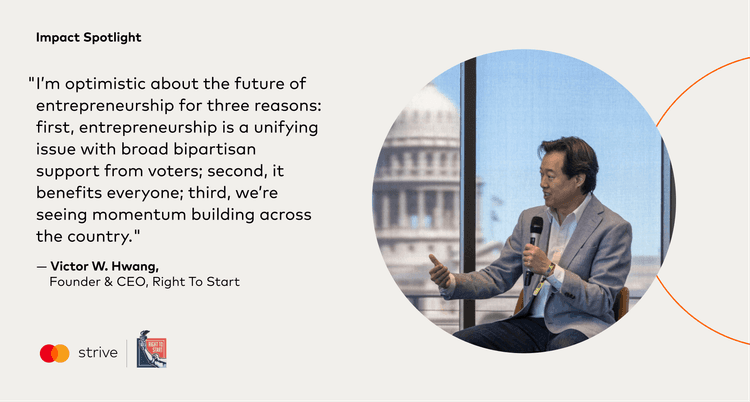 Victor W. Hwang speaks about entrepreneurship, with his quote prominently displayed.